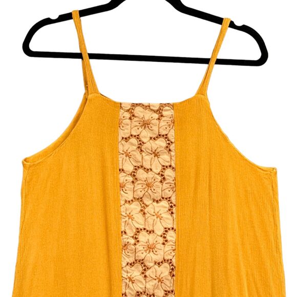 Miss Me Dress Lg Mustard Yellow Sleeveless Boho Beachy Floral Western Cowgirl - Picture 3 of 16